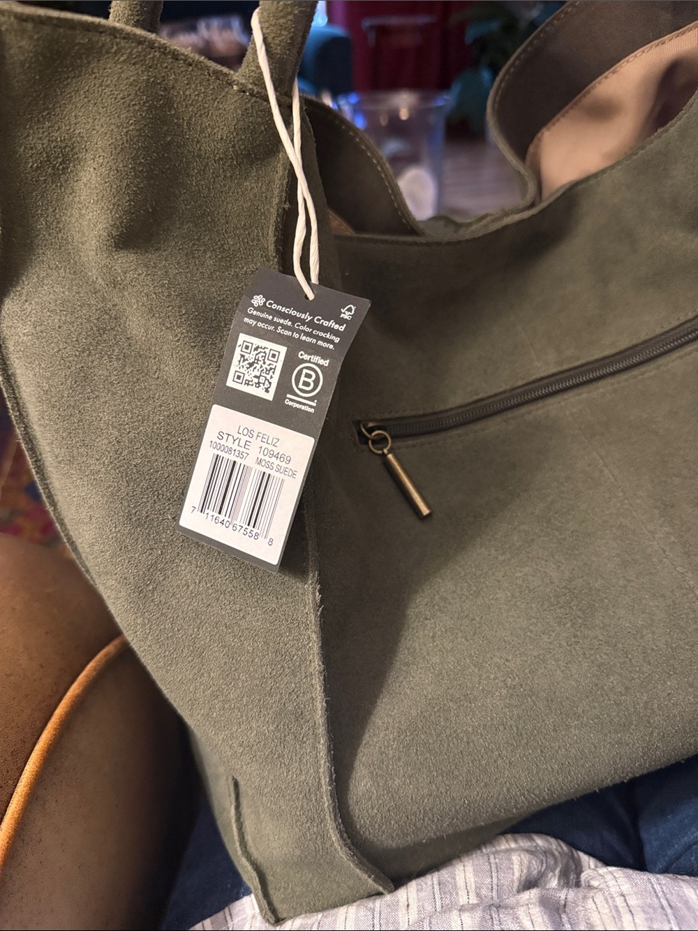 The Sak Large Los Feliz Tote Moss Suede - Picture 5 of 6